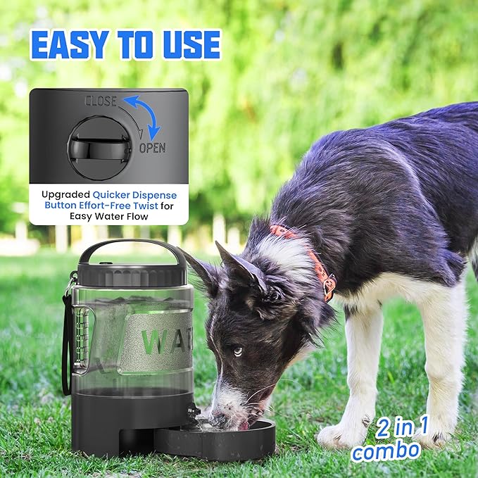 Dog Water Bottle Bowl Dispenser - 95OZ Large Dog Travel Water Bottle Portable with Pull-Out Travel Water Bowl for Dogs Camping Hiking Traveling Beach Park Accessories, Leak-Proof Pet Water Dispenser