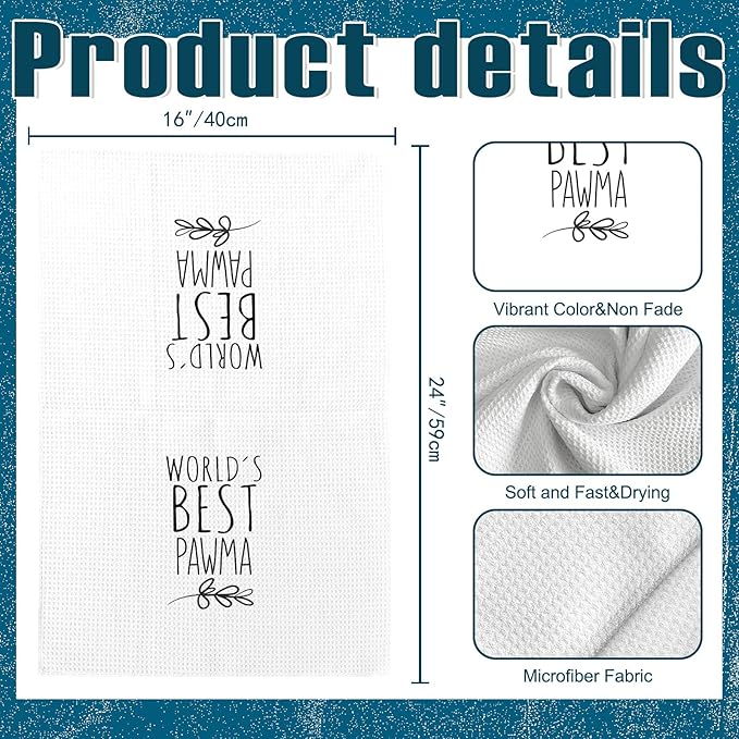 World's Best Pawma Kitchen Towels, Dog Pawma Gifts for Dog Dad Dog Owner Dog Lovers, Dog Grandma Gifts from Children, Pawma Mother's Day Birthday Gifts Tea Towels Kitchen Hand Towels 16x24 Inch