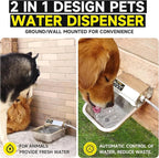 Automatic Water Dispenser for Dogs, 3L /101 oz 304 Stainless Steel Dog Water Feeder, Auto-Fill Large Waterer for Pets & Livestock, Outdoor Dog Water Bowl, Wide Mouth, Anti-tip, Easy to Clean