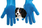 Pet Grooming Gloves - Hair Removal, Massage, and Bathing Shampoo Gloves in Blue