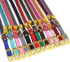 OOPSDOGGY Rolled Leather Cat Collar with Bell - Reflective Kitten Collar with Safety Elastic Strap - Adjustable Small Pet Collars for Boy Girl Cats (Graphite)