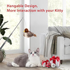 Gigwi Chirping Bird Cat Toy for Indoor Cats, Interactive Hangable Bird Cat Toy with Real Bird Sound and Feather, Automatic Bird Toy for Cats Exercise & Kicker to Self Play（No Flapping）