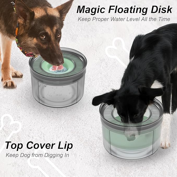 1Gallon No Spill Dog Water Bowl-3.8L Large Capacity, BPA-Free, Anti-Splash & Anti-Digging Design with Non-Slip Base, for Messy Drinkers