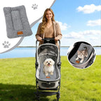 DELIFUR Warm Pet Stroller Pad - Non-Slip Kitten Puppy Bed Mat Soft Plush Winter Liner with Silicone Grips for Crate & Hard Floors Machine Washable Grey