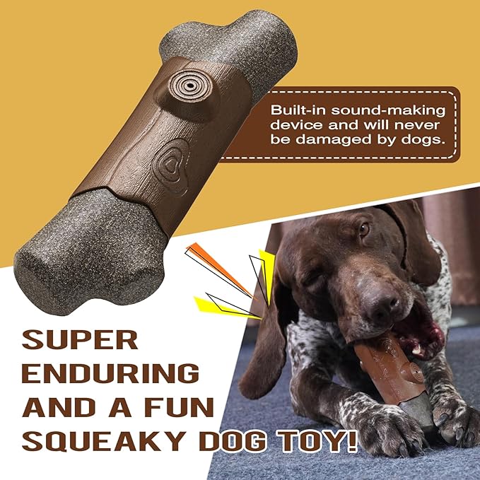 Dog Toys Chewers,Dog Chew Toy for Aggressive Chewers Sausages,Squeaky Dog Toy Interactive (Brown Bone)