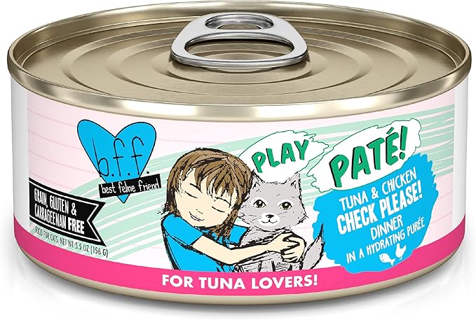 B.F.F. Play - Best Feline Friend Paté Lovers, Aw Yeah!, Tuna & Chicken Check Please! with Tuna & Chicken, 5.5oz Can (Pack of 8)