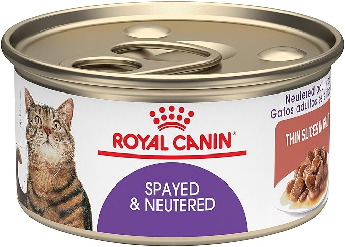 Royal Canin Feline Health Nutrition Spayed/Neutered Adult Thin Slices in Gravy Cat Food, 3 oz (Pack of 24)