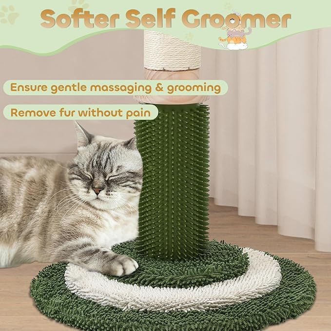 EMUST Cat Scratching Post - 41.3" Tall Cat Scratcher with Interactive Ball Track for Indoor Cats, Cat Post with Self Groomer for Kittens and Adult Cats Protect Your Furniture