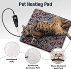 Cat Heating Pad, Waterproof Pet Heating Pad for Cat Dog Outdoor, 11 Adjustable Temperature Cat Warming Bed Mat with Timer, Indoor Heated Cat Bed with Chew Resistant Cord（S: 18'' L X 18W ''）