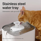 PETLIBRO Upgrade Cat Water Fountain + 4 Packs Genuine Cat Fountain Filter Replacement, Dockstream 2 Smart App Monitoring 5G WiFi Auto Cat Fountain Stainless Steel Tray for Drinking, 3L/101oz