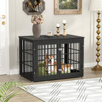 38 Inch Heavy Duty Dog Crate Furniture for Large and Medium Dogs, Decorative Pet House End Table, Wooden Cage Kennel Furniture Indoor, Black