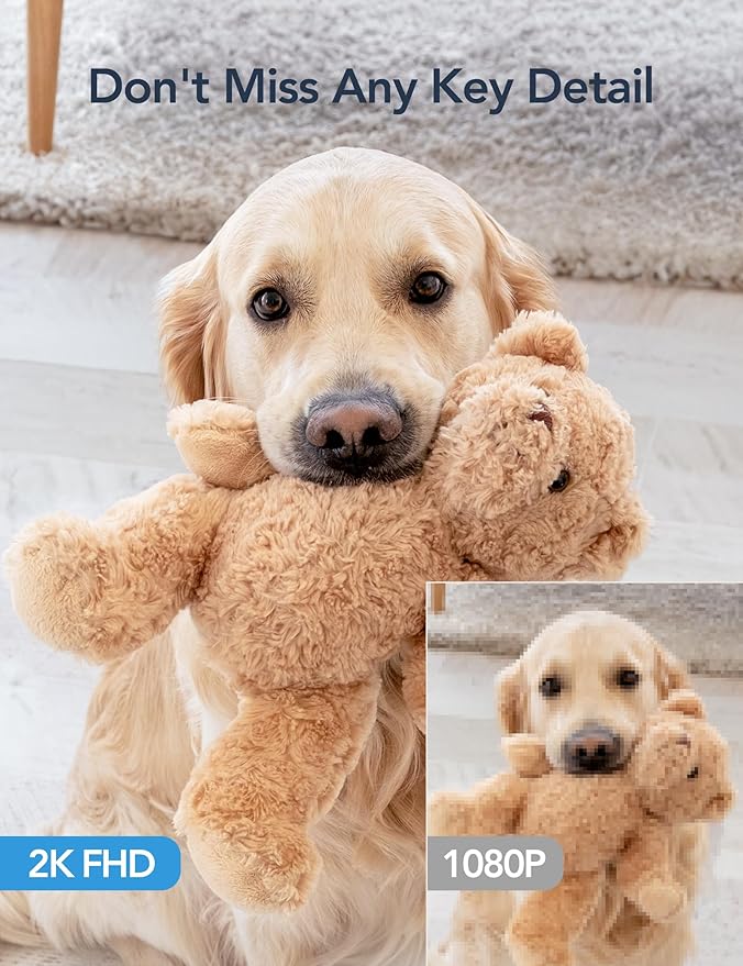 GNCC Indoor Security Camera, 2K Cameras for Home Security with Motion Detection, Baby/Pet Camera with Phone App, Night Vision, 2-Way Audio, TF/Cloud Storage, Works with Alexa & Google Home, 2.4G WiFi