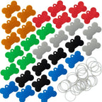 Aluminium Blank Bone Shape Dog ID Tags Pet ID Tags Number Tag with Key Ring 30pcs (Mixed Color)