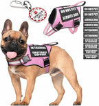 Service Dog Vest Harness+ID Tag+10 Patches,Metal Serivce Dog Tag&Reflective Emotional Support Dog Vest with Handle for Small Dogs,Easy Put On/Off for Training/Walking/Everyday Pink S