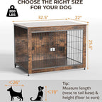 Dog Crate Furniture, Wooden Dog Crate 33in, Decorative Cage with End Table for Dog Indoor Kennel, High Anxiety Dog, Escape-Proof Locks for All Breeds