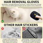 2Pcs Pet Hair Removal Gloves，Efficient Pet Grooming Gloves,Reusable Pet Hair Glove，Reusable Double Sided for Couch, Furniture,Carpet