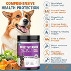 24-in-1 Dog Vitamins and Supplements 200 Ct Dogs Multivitamin Chewable Contain Chondroitin Probiotics Omega-3 Glucosamine for Dogs Skin Coat Heart Joint Gut Digestion Liver Brain Eyes Immune Support