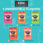 KOHA Poké Bowl Cat Variety Pack, Wet Cat Food in Gravy - 7 Flavors - Tuna Combinations of Salmon, Chicken, Lamb, Duck, Shrimp, and More - 3 oz Pouches, Pack of 12