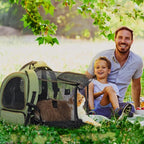 Petsfit Cat Backpack Carrier,Dog Carrier Backpacks Expandable with Great Ventilation Foldable Puppy Backpack Carrier for Travel, Hiking,Green