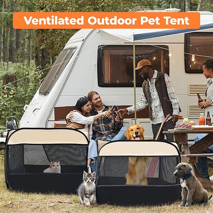 2-in-1 Pop Up Cat Playpen, Detachable into 2 Separate Pens with Additional Doors, Assembly-Free Portable Dog Crates Pet Pen Tent Kennel Kitten Puppy Enclosure Cage Indoor Outdoor Foldable Condo(S)