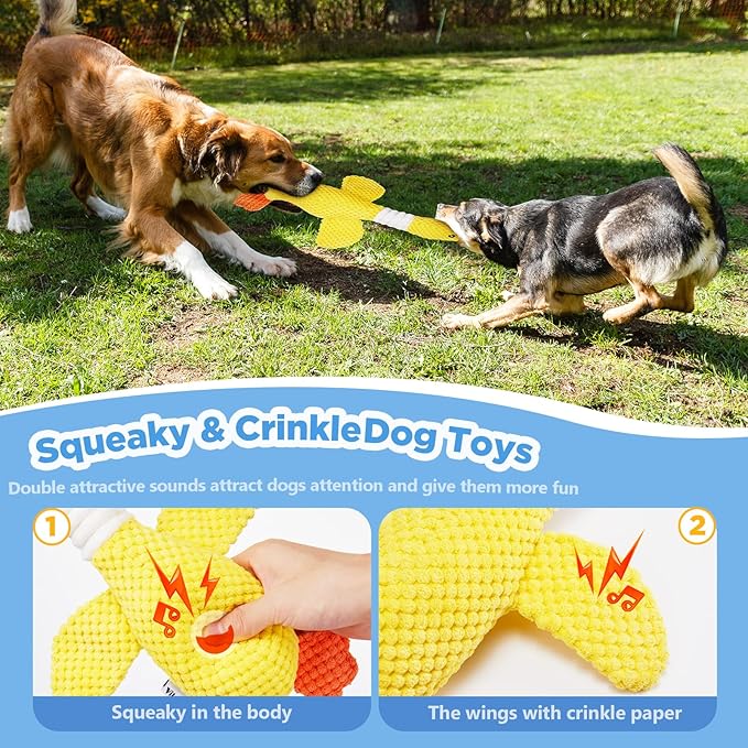 Vitscan Durable Dog Toys for Small Large Dogs, Dog Chew Toy for Not Aggressive Chewers, Tough Squeaky Interactive Dogs Toys for Puppies Plush Puppy Toys Goose Pet Toy Puppy Chew Toys for Teething