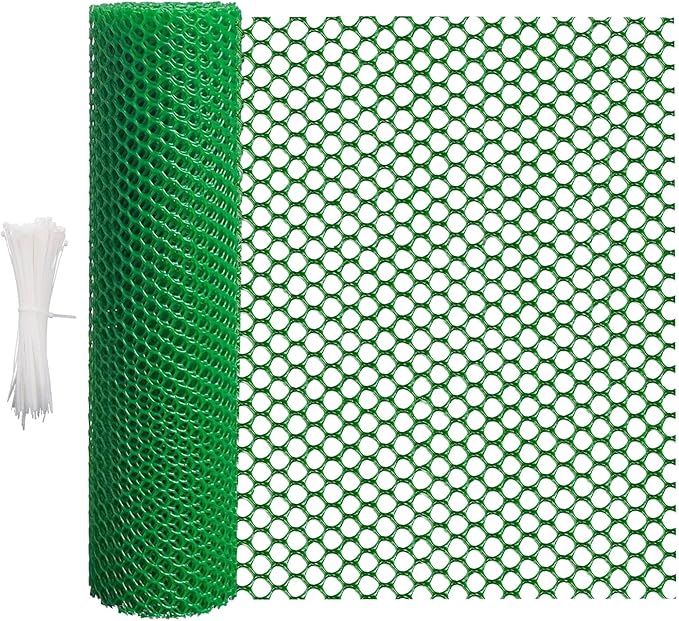 16.4 FT x 15.7 in Roll Mesh Fence, Versatile Green Plastic Fencing & Netting, Cuttable Animal Wire Mesh Fence, Durable Tree Trunk Protector, Suitable for Cat Dog Rabbit Barrier and Plant Protectors