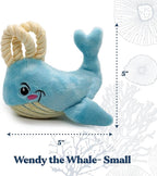 Dog Toys | Plush Toy Whale Stuffed Animal for Dogs | Small Eco Friendly Toy - Easy to Clean and Made from Non Toxic Materials