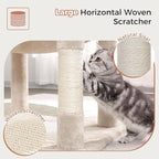 54” Cat Tree with Big Hammock 21x17” Adult Cat Tower with Scratching Posts Featuring Large Top Bed, Scratcher Pad, Spacious Condo House and Detectable Ball for Indoor Cats-Large Beige