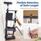 Cat Tree Tower 63in Multi-Level Cat Tower for Indoor Cats with Sisal Scratching Posts, Condo, Hammock, Dangling Ball and Extended Platform for Cats to Play, Dark Grey