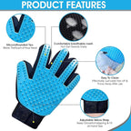Upgrade Pet Grooming Gloves, Grooming Gloves for Dogs, Cats, Rabbits & Horses with Long and Short Hair, Efficient Pets Hair Remover Mittens - 1 Pair (Sky Blue)
