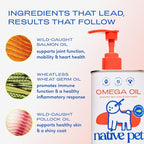Native Pet Omega 3 Fish Oil for Dogs & Cats - Promotes Healthy Skin, Shiny Coat, & Strong Joints - Made with Wild Alaskan Salmon Oil for Dogs – Tasty, Fast-Absorbing Omega 3 6 9 Liquid Supplement-16oz