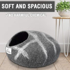 Luxurious Eco-Friendly Merino Wool Cat Cave Bed - Foldable Hideaway Pod for Indoor Cats - Premium Felt Kitten Beds - Covered Cat House for Ultimate Cozy Comfort by Woolygon