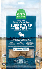 Open Farm, Freeze Dried Raw Dog Food, Patties with 95% Meat, Organs & Bone, Complete Meal or Freeze Dried Dog Food Mixer, Surf & Turf Recipe, 10.5oz Bag