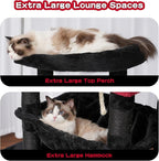 Gothic Cat Tree, Cat Tower for Large Cats with 2 Big Platforms, 2 Baskets, condo and Toys, 63" Cat Scratching Posts for Indoor Cats, Black and red GCT020BR