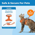 Voyager Escape-Proof Step-in Lock Cat Harness & 5ft Neoprene-Handle Leash Set All-Weather Mesh with Reflective Stitching for Small to Large Cats by Best Pet Supplies, Orange (327), S