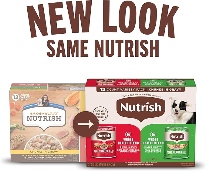 Nutrish Chunks in Gravy Variety Pack Wet Dog Food, 13 oz. Cans, 12 Count