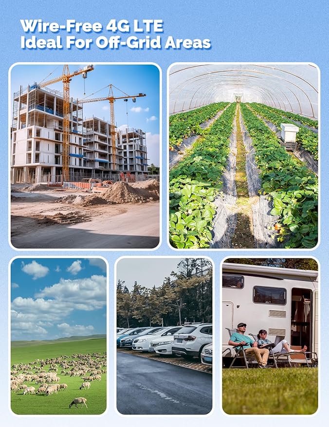 MOES 4G LTE Cellular Security Camera with 360-Day Unlimited VSIM Data, No WiFi Security Camera Solar Powered, Remote Monitoring, Motion Sensor, 2K Wireless Outdoor Surveillance, 360° Viewing