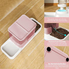 Automatic Small Pet Feeder and Water Dispenser, 2 in 1 Gravity Cat Auto Cat Small Medium Dog Feeder and Waterer Set Dish for Puppy Kitten Pets (Pink)