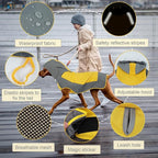 IECOii Large Dog Raincoat Waterproof,Hooded Rain Jacket Keep Dog Dry in Wet Weather,Reflective Rain Poncho Clothes with Convenient Leash Hole/Adjustable Magic Sticker/Easy On and Off/,Yellow,Large