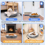Indoor Heated Cat Bed, Heated Pet Bed for Indoor Cats Kitten Small Dogs Puppy Electric Warming Bed Heater Soft & Cozy Pet Heating Pad with Timer and Temp Adjustable Machine Washable-Oval Gray