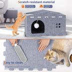Cat House for Indoor Cats, Cat Beds Peekaboo Pet Cave with Fluffy Ball and Catnip Toy for Multiple Large Cats Up to 33 Lbs Foldable Cat Hideaway Scratch Resistant Felt Cat Cube for Kitten Kitty, Grey