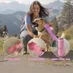 Stainless Steel Dog Travel Water Bottle, Vacuum Insulated Portable Dog Water Dispenser, Drink Cup and Snack Container On The Go, Outdoor Walking, Hiking, Travel (Pink, 22oz)
