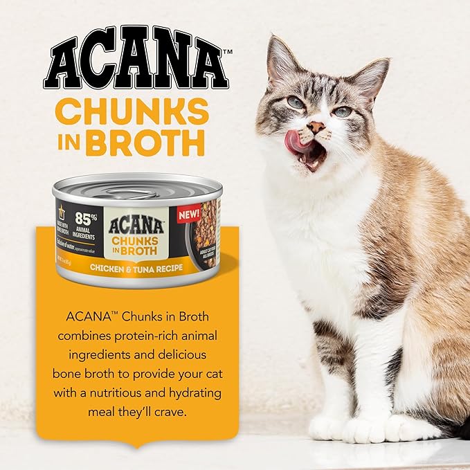 ACANA Chunks in Broth Wet Cat Food Chicken & Tuna Recipe 5.5oz Cans (6 Count)