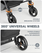 Medium Dog Stroller for Large Dogs, pet Stroller for Medium Dogs Up to 66lbs, All-Terrain with Adjustable Handle & Canopy, Sun Shades, Storage Organizer, Waterproof Oxford Fiber