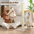 36 Inch Tall Cat Scratching Post – Sisal Cat Scratcher for Indoor Cats, Large Vertical Scratch Post, Sturdy Cat Scratch Pole Tower, Modern Cat Furniture for Kittens & Adults (Beige)
