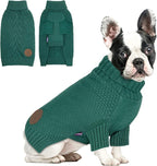 cyeollo Dog Sweater Pullover Turtleneck for Dogs, Classic Knitwear Fall Winter Cold Weather Dog Clothes Warm Pet Apparel Small Medium Large Dog Sweaters, Green XL