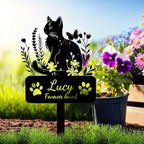 Custom Cat Memorial Grave Marker Stake Personalized Cat Memorial Garden Stake Pet Loss Sympathy Gift Outdoor Memorial Engraved Sign Cat Headstones Metal Sign Pet Plaque Yard Stake