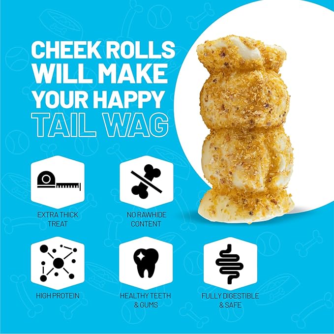 Sitka Farms Beef Cheek ROLL Bully Dusted 5-6 Inch (4 Count) Extra Thick Dog Chew Bones No Rawhide Sourced from Free Range Grass Fed/Healthy Teeth and Gums for Small Medium and Large Dogs