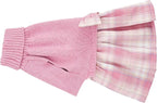 Lanyarco Pink Knitted Dog Sweater Dress, Dog Sweaters for Small Dogs Girl, Maltese Cat Apparel, Small (S)