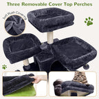 Globlazer Big Cat Tower for Indoor Cats, 80inch Cat Tower for Multiple Adult Cats XXL Cat Tree with Scratching Post, Hammock, 3 Perches, 2 Condos, 2 Hanging Basket, F80, Dark Grey